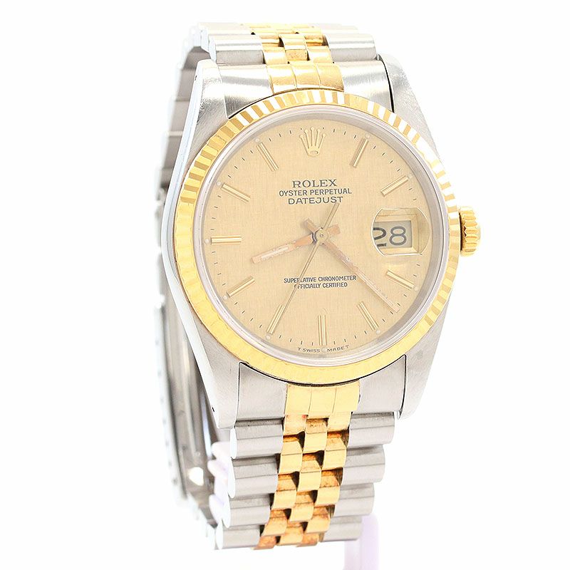 【中古】ROLEX OYSTER PERPETUAL DATEJUST 36 LINEN DIAL ロレックス オイスターパーペチュアル デイトジャスト 36 リネンダイヤル 16233