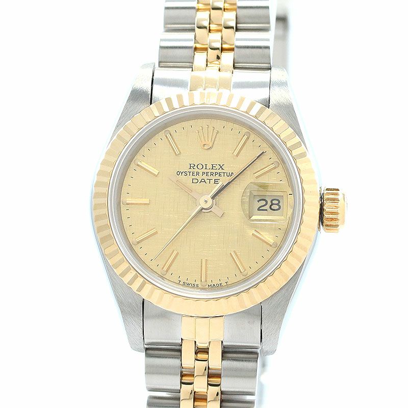 【中古】ROLEX OYSTER PERPETUAL DATE LADY 26 LINEN DIAL ロレックス オイスターパーペチュアル デイト レディ 26 リネンダイヤル 69173