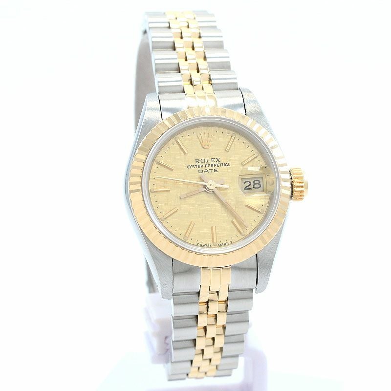 【中古】ROLEX OYSTER PERPETUAL DATE LADY 26 LINEN DIAL ロレックス オイスターパーペチュアル デイト レディ 26 リネンダイヤル 69173