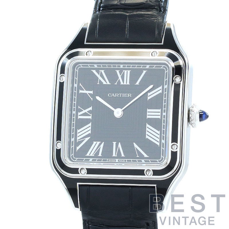 【中古】CARTIER SANTOS-DUMONT LARGE MODEL BLACK LACQUER カルティエ サントス-デュモン LM ブラックラッカー WSSA0046