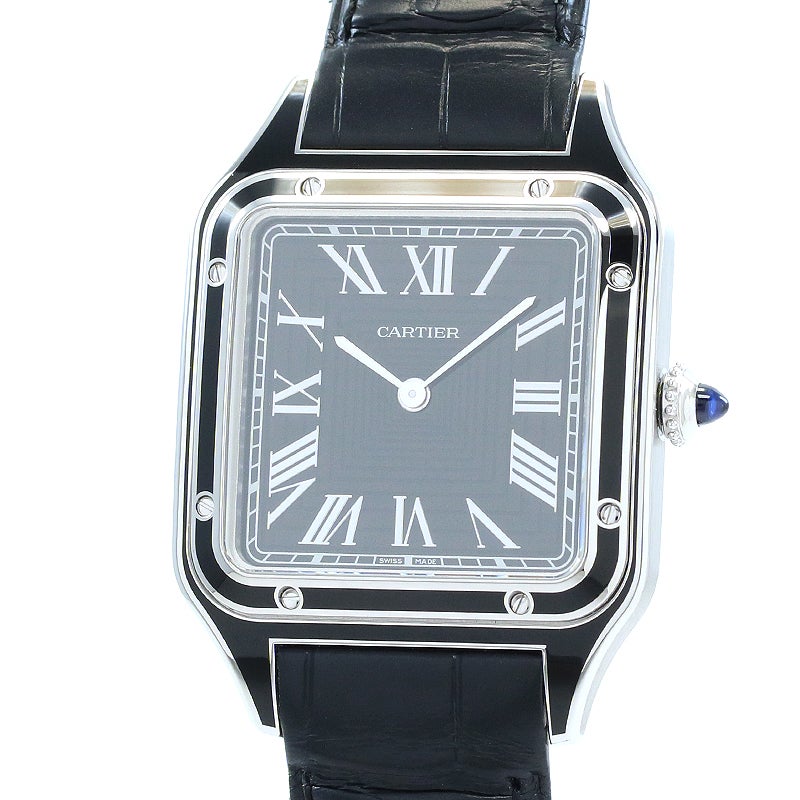 【中古】CARTIER SANTOS-DUMONT LARGE MODEL BLACK LACQUER カルティエ サントス-デュモン LM ブラックラッカー WSSA0046