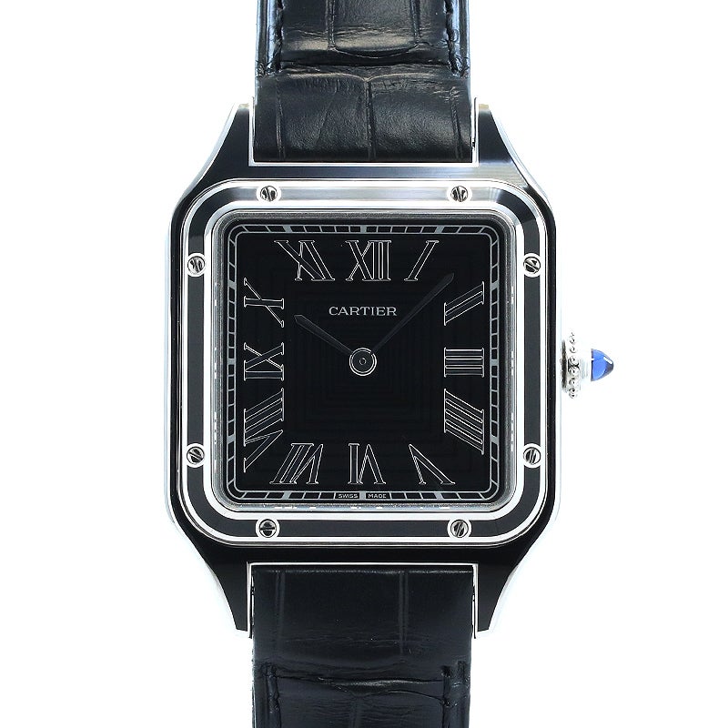 【中古】CARTIER SANTOS-DUMONT LARGE MODEL BLACK LACQUER カルティエ サントス-デュモン LM ブラックラッカー WSSA0046
