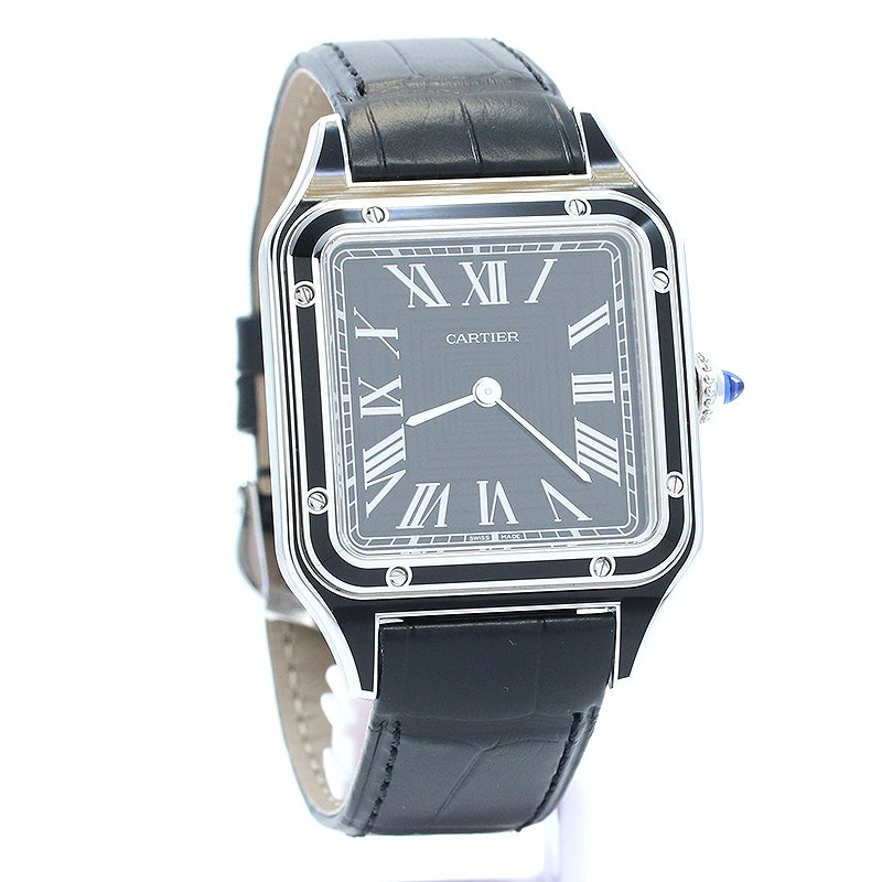 【中古】CARTIER SANTOS-DUMONT LARGE MODEL BLACK LACQUER カルティエ サントス-デュモン LM ブラックラッカー WSSA0046