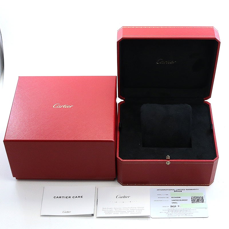 【中古】CARTIER SANTOS-DUMONT LARGE MODEL BLACK LACQUER カルティエ サントス-デュモン LM ブラックラッカー WSSA0046
