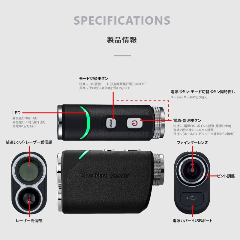 Shot Navi Laser Sniper RAYS+ Black ショットナビ レーザースナイパー レイズ プラス ブラック LaserSniperRAYS+-BK