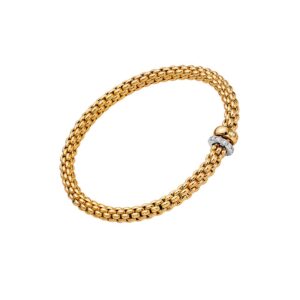 FOPE SOLO COLLECTION FLEX'IT フォッペ ソロ コレクション フレグジット ブレスレット M ダブルロンデル&ダイヤモンドパヴェ 62406BX_PB_G_BGX_00M