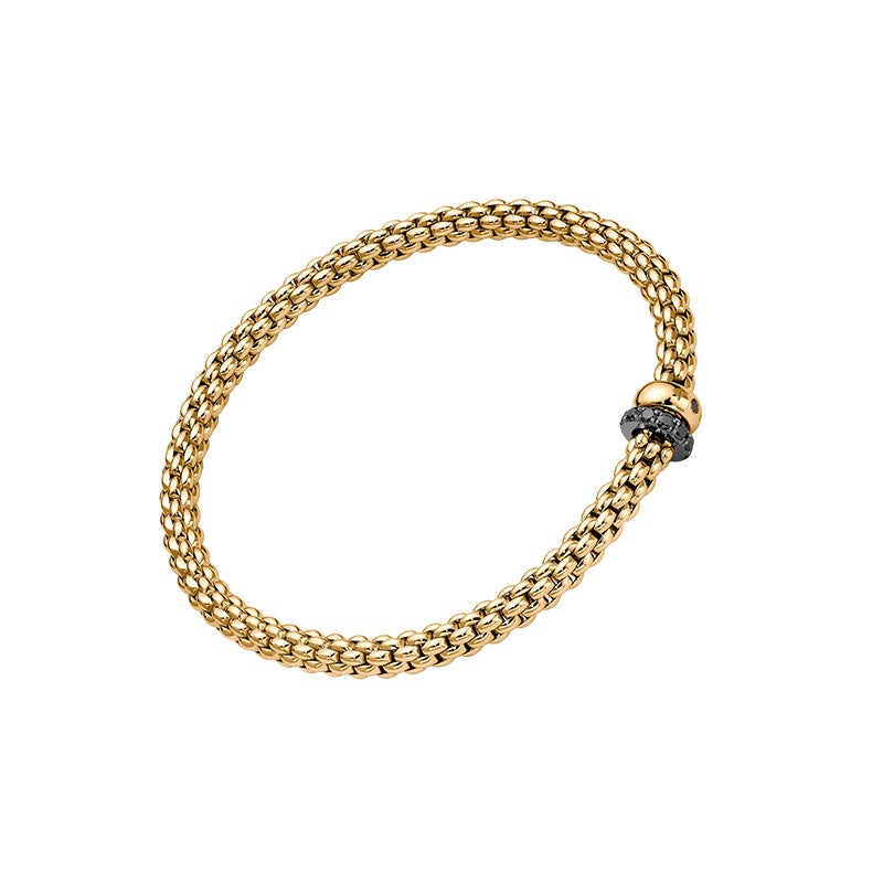 FOPE SOLO COLLECTION FLEX'IT フォッペ ソロ コレクション フレグジット ブレスレット M ダブルロンデル&ブラックダイヤモンドパヴェ 62406BX_PN_G_1GX_00M