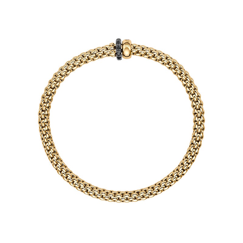 FOPE SOLO COLLECTION FLEX'IT フォッペ ソロ コレクション フレグジット ブレスレット M ダブルロンデル&ブラックダイヤモンドパヴェ 62406BX_PN_G_1GX_00M