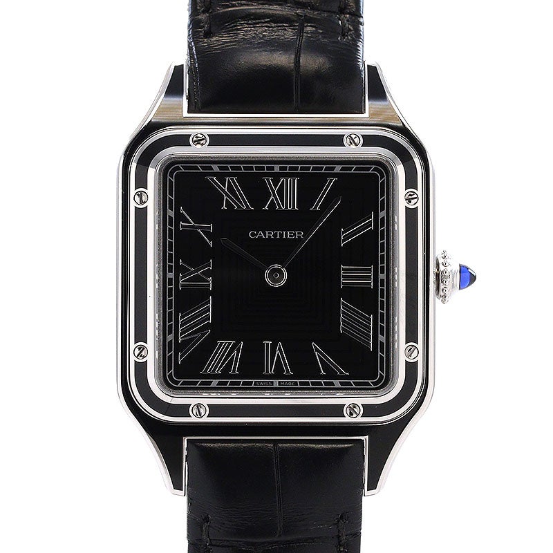 【中古】CARTIER SANTOS-DUMONT LARGE MODEL BLACK LACQUER カルティエ サントス デュモン LM ブラックラッカー WSSA0046