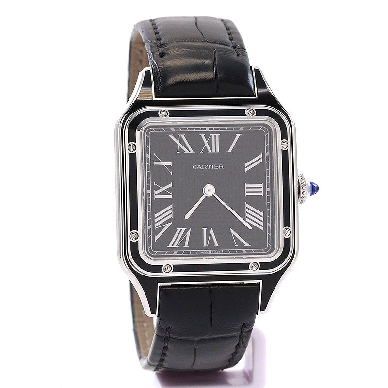 【中古】CARTIER SANTOS-DUMONT LARGE MODEL BLACK LACQUER カルティエ サントス デュモン LM ブラックラッカー WSSA0046