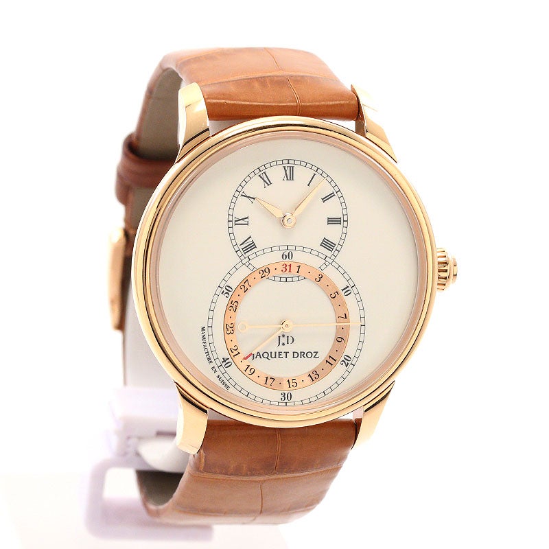 【中古】JAQUET DROZ GRANDE SECONDE QUANTIEME IVORY ENAMEL ジャケ・ドロー グラン・セコンド カンティエーム アイボリーエナメル J007023200