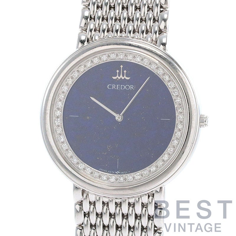 【中古】CREDOR VINTAGE ROUND QUARTZ DRESS WATCH LAPIS LAZULI DIAL クレドール ヴィンテージ ラウンド クォーツ ドレスウォッチ ラピスラズリ ダイヤル 5A74-0390