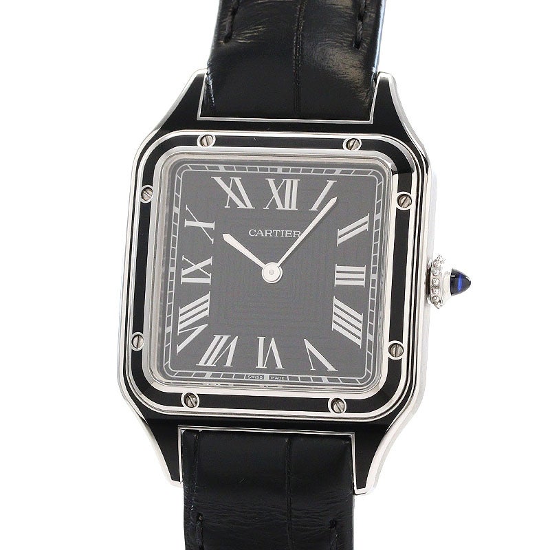 【中古】CARTIER SANTOS-DUMONT LARGE MODEL BLACK LACQUER カルティエ サントス デュモン LM ブラックラッカー WSSA0046